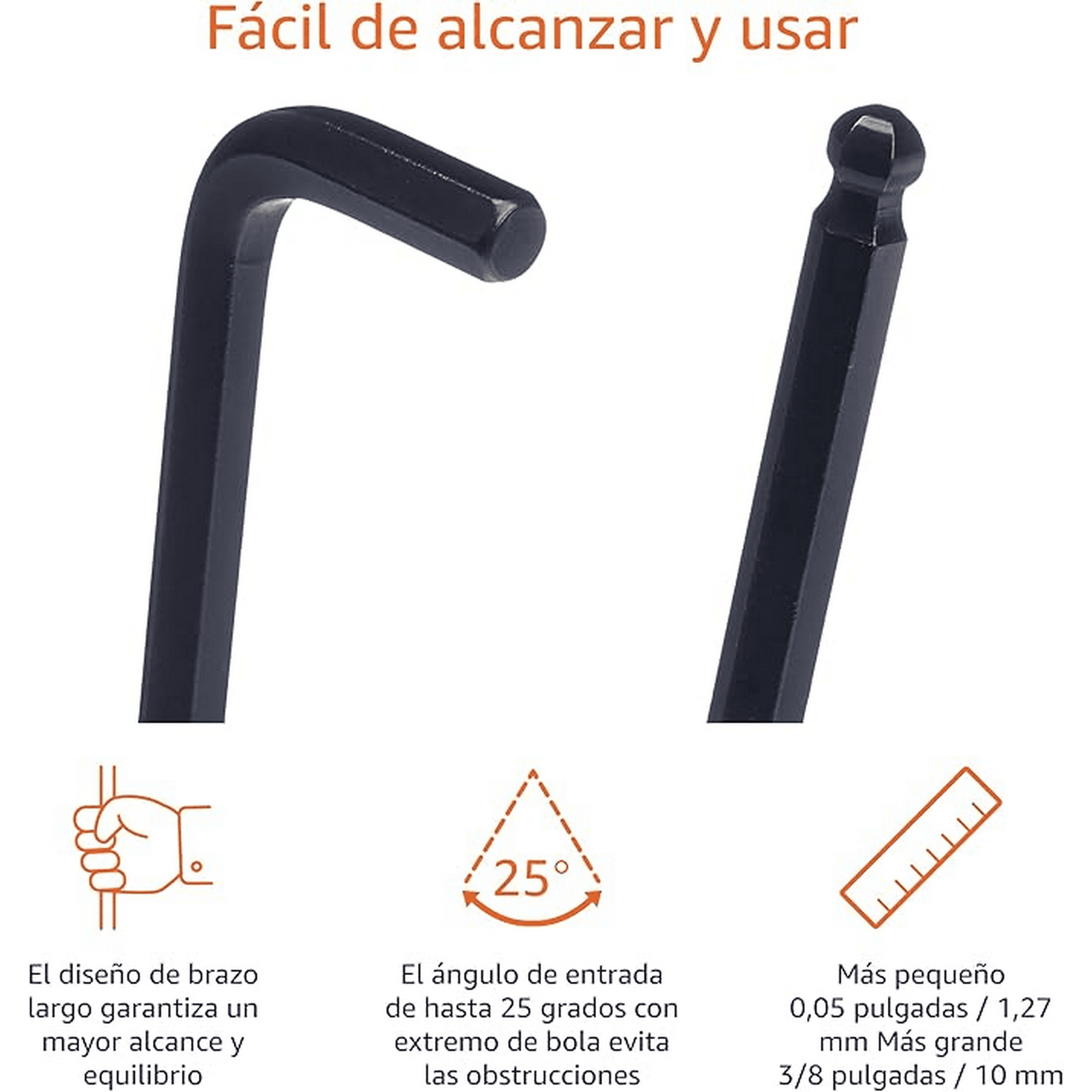 Genérico - Juego Llaves Hexagonales 30 Pzs Metrico / Pulgadas Hoteche Color Naranja Claro