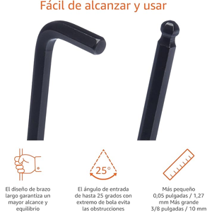 Genérico - Juego Llaves Hexagonales 30 Pzs Metrico / Pulgadas Hoteche Color Naranja Claro