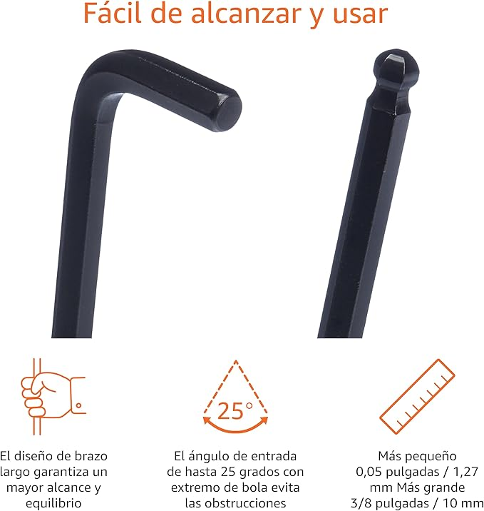 Genérico - Juego Llaves Hexagonales 30 Pzs Metrico / Pulgadas Hoteche Color Naranja Claro