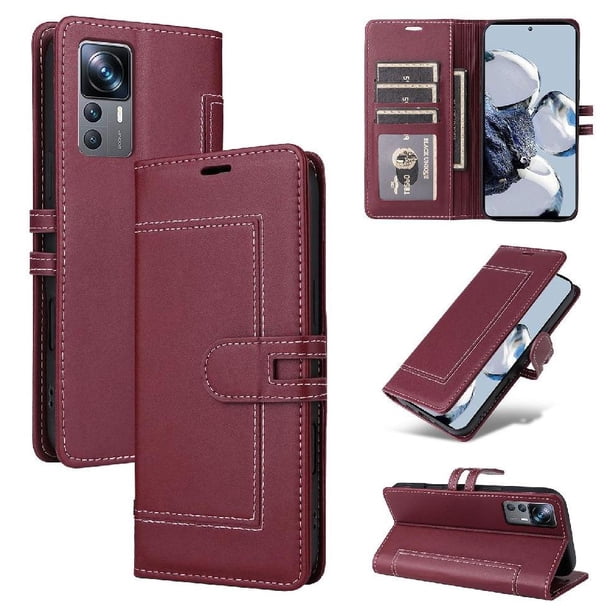 Premium Wallet Case for Xiaomi 12T with Card Slots & Kickstand, Flip Cover Red