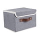 thumbnail image 3 of Contenedor De Almacenamiento Con Tapa, Caja De Almacenamiento Con Asa De Cuero Para Mantas, Pantalones, Hogar, Gris, 3 of 5