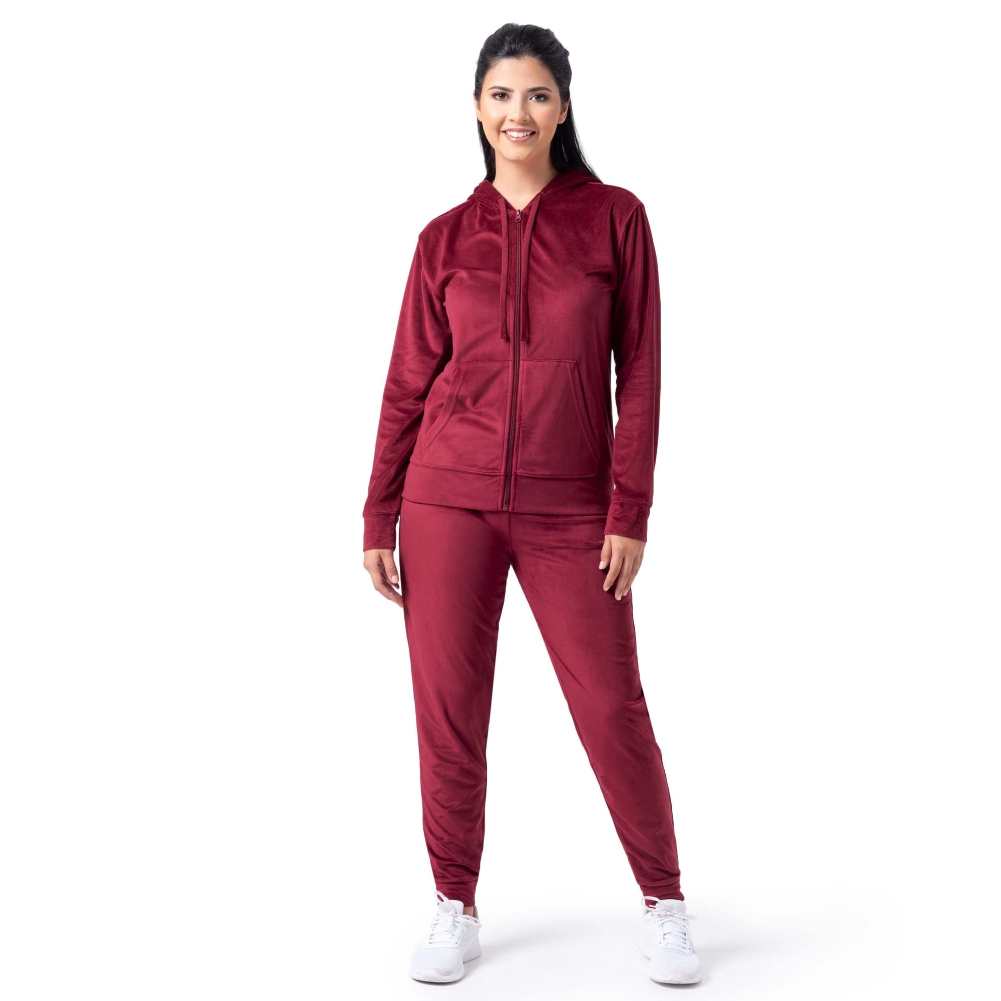 Wright's - Conjunto De Chándal De Terciopelo Para Mujer Wright, 2 Piezas, Sudadera Con Capucha Y Jogger, Rojo, Talle S