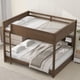 thumbnail image 1 of Queen over Queen Bunk Bed with Storage Cabinets and USB Ports, Antique Wood Color, 1 of 3
