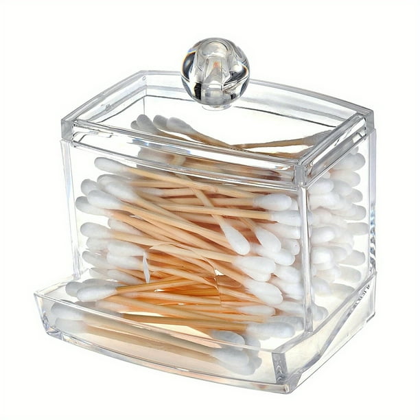 1pc Clear Acrylic Q-tip Storage Jar, Swabs Storage Holder, Transparent Swabs Organizer Box, Pads Finishing Container, Bathroom Accessories