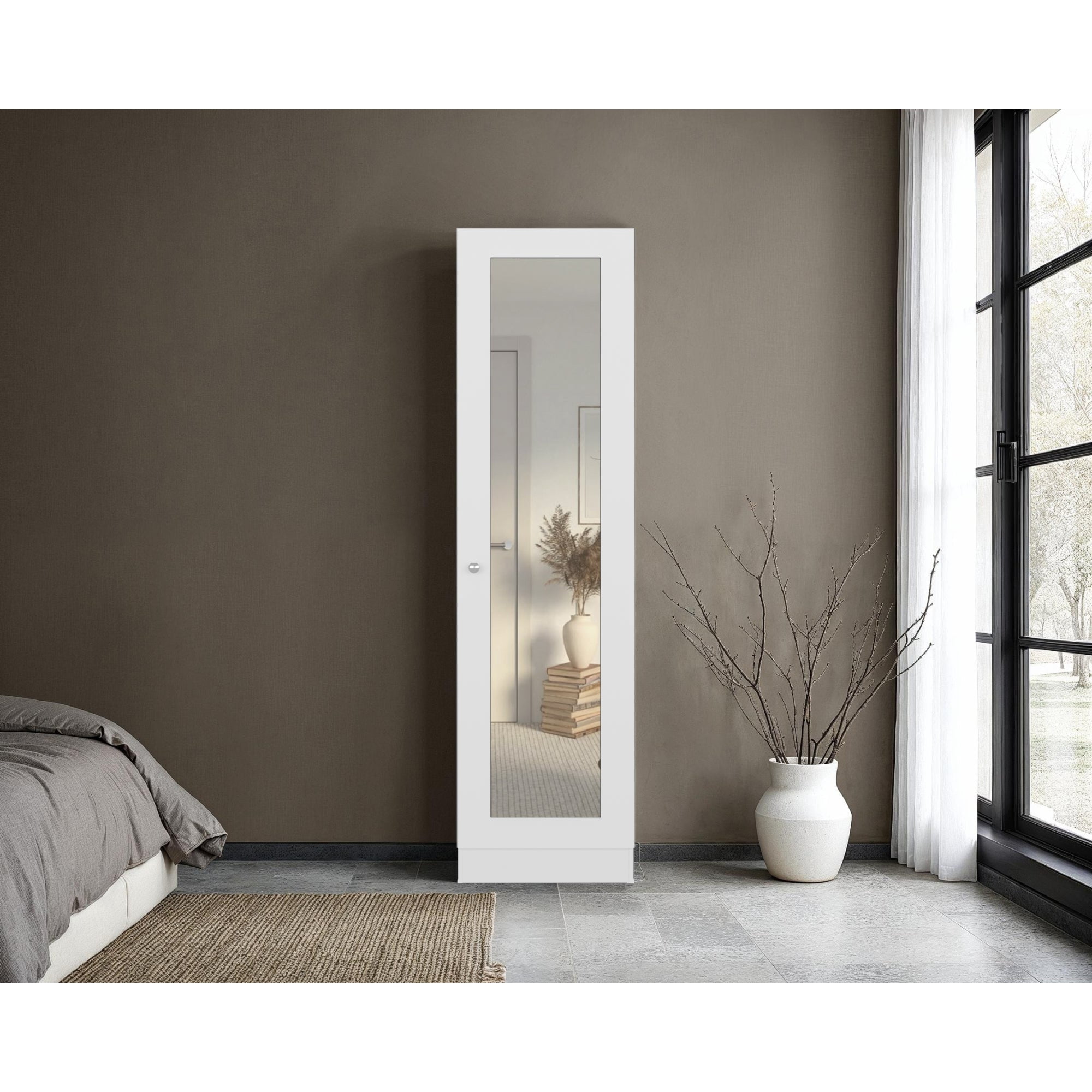 Tuhome - Closet Praga 1 Puerta Con Espejo Blanco 180,1x49,1x30,2 Cm