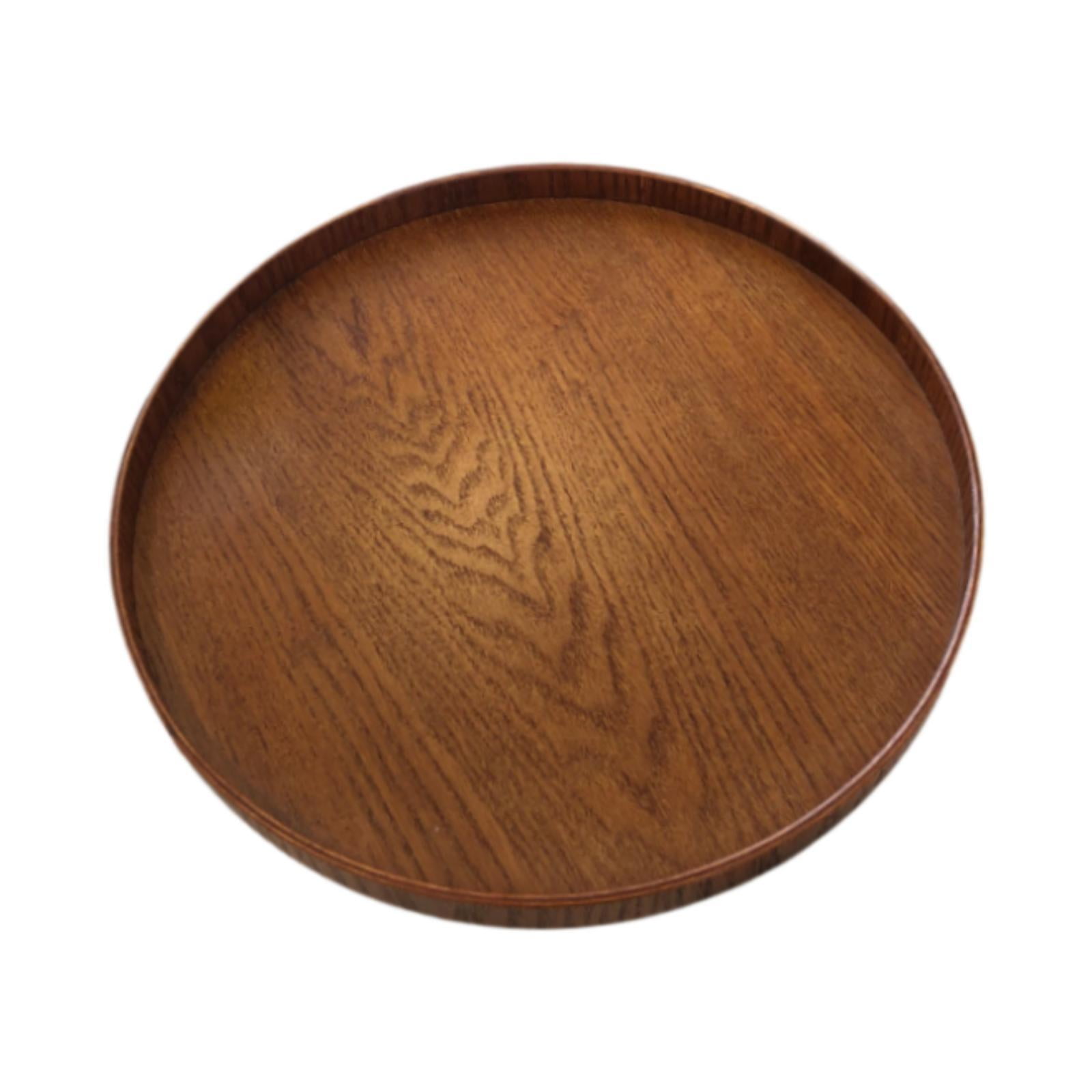 Magideal - Bandeja Redonda De Madera, Bandeja Para Guardar Bocadillos, Bandeja Para Decoración Del Hogar, Bandeja Para Té Y Café, Para Mesa De Centro De Encimera L