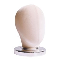 Magideal - Cabeza De Bloque De Lienzo Para Exhibición De Pelucas Con Base De Pvc (Altura 25Cm), Cabeza De Tela Para Maniquí, Soporte De Exhibición Para Pelucas Y Terciopelo Beige