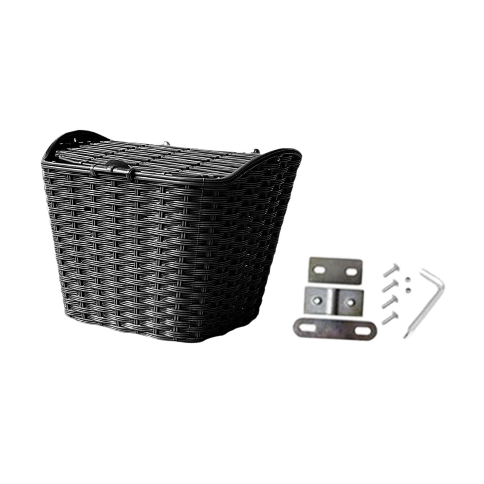 Magideal - Cesta Para Bicicleta, Cesta Para Manillar, Cesta Para Bicicleta Con Tapa, Extraíble, Práctica Cesta Para Guardar Bicicletas, Para Bicicletas Plegables Negro