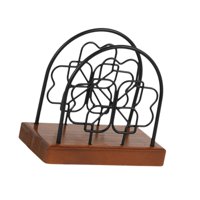 Magideal - Servilletero De Hierro, Clasificador De Cartas Y Correo, Base De Madera, Adorno De Escritorio, Soporte De Pañuelos Rústico Para Mesa De Cocina Y Resta