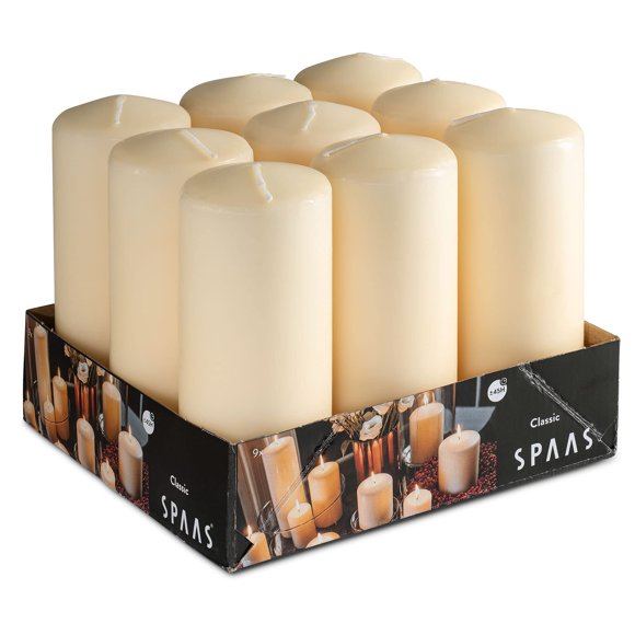 Pillar Candles Tribello SPAAS, color marfil, 15 cm, 9 unidades, sin perfume