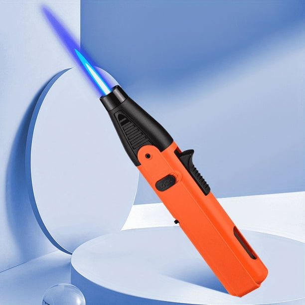 Butane Torch With Fuel Gauge, Refillable Kitchen Torch Lighter With Safety Lock And Adjustable Flame, One-handed Operation Blow Torch ForBBQ(Butane Gas Is Not Included)