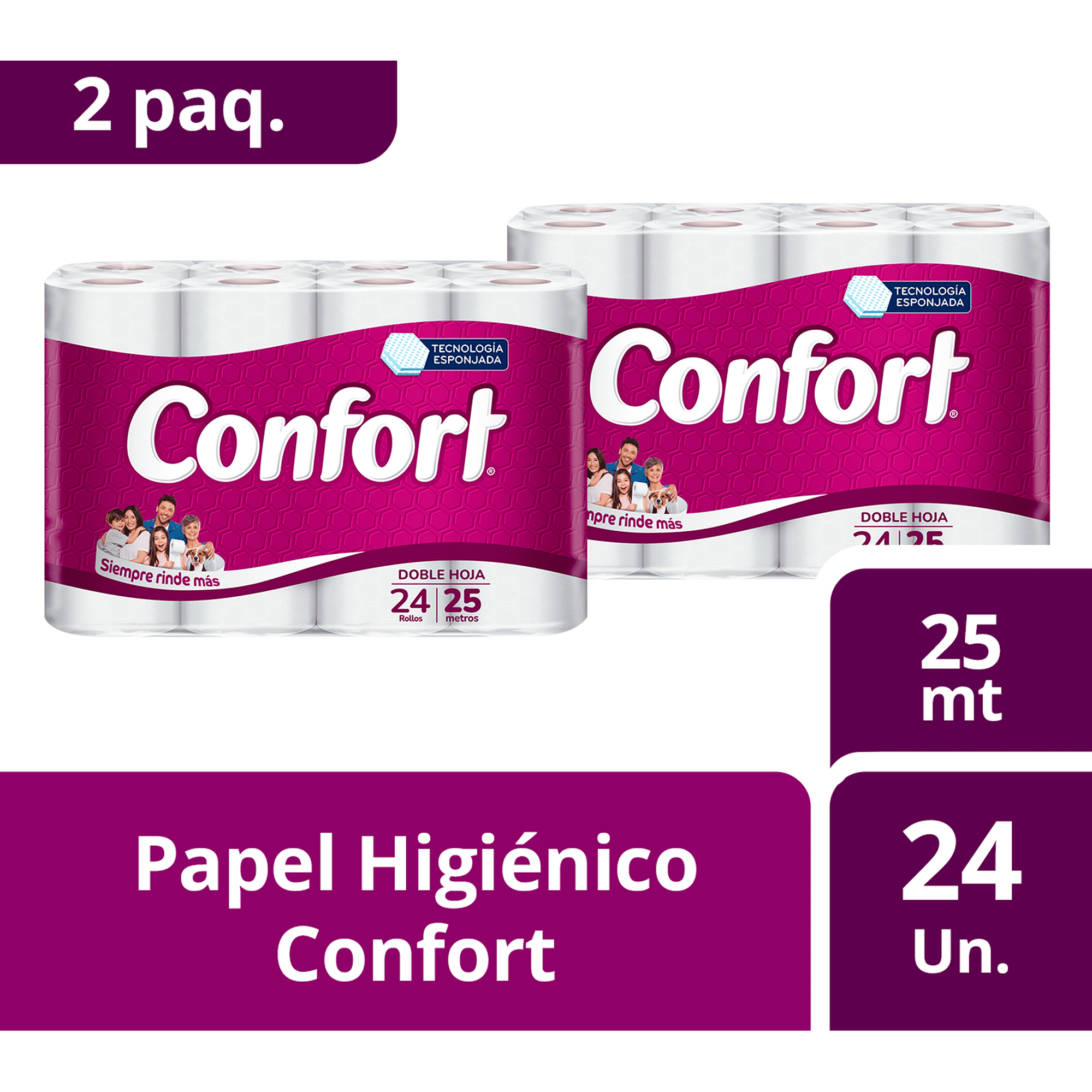 2 Paquetes Papel Higiénico Confort 24un 25m