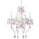 thumbnail image 1 of Lámpara LaLula rosa y blanca con cristales acrílicos, 4 luces, 1 of 7