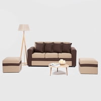 Nevi Express - Sofa Roma 2 Puff Nevi Bicolor Café Y Beige