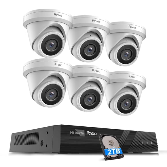 Sistema de cámaras de seguridad PANOOB PD93A0608-5M de 5 MP con disco duro de 2 TB