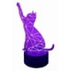 thumbnail image 3 of Lampara Ilusion 3d Gato Pata Arriba De 7 Colores Base Touch, 3 of 7