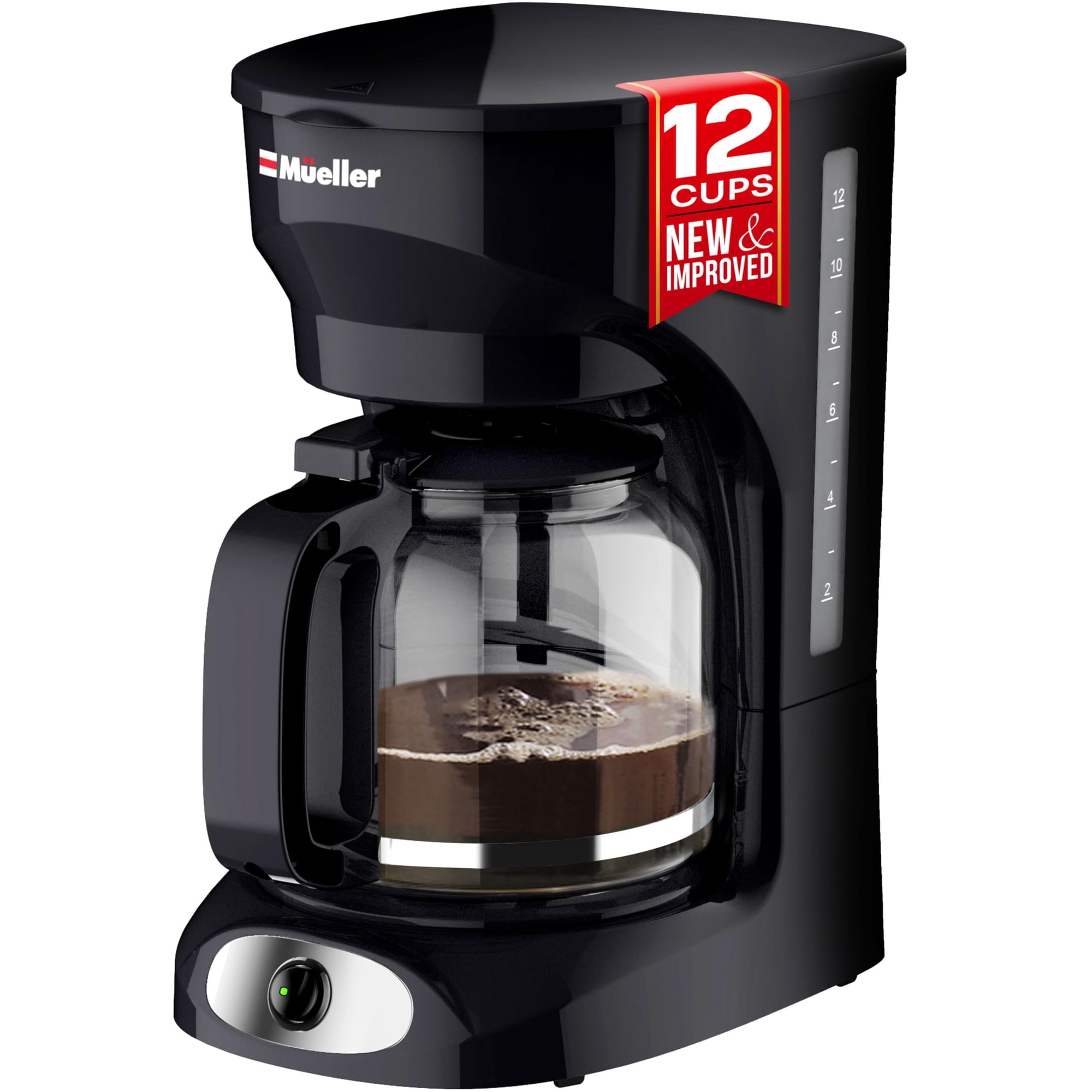 Müellerhome - Cafetera De Goteo Mueller, Jarra De Borosilicato Para 12 Tazas, 1,8 L