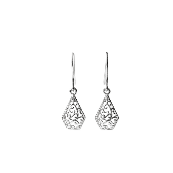 Aros Colgantes Pentágono Calado Plata 925