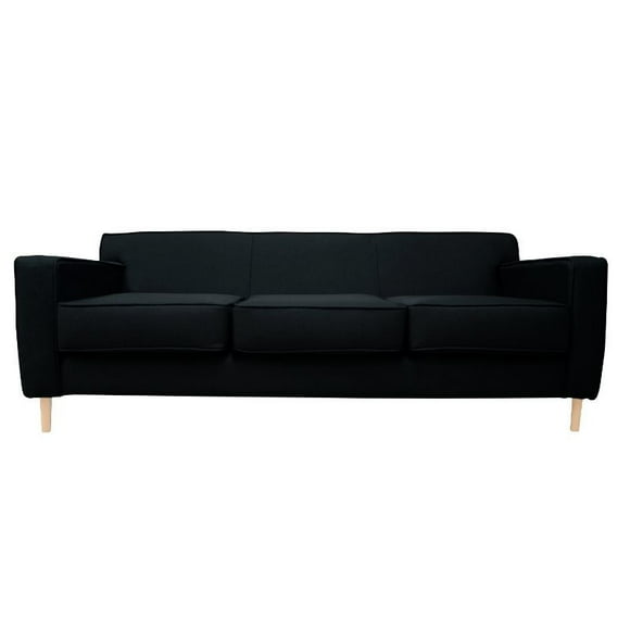 Sofá Lilen 2 Cuerpos Chenille Tipo Lino Negro