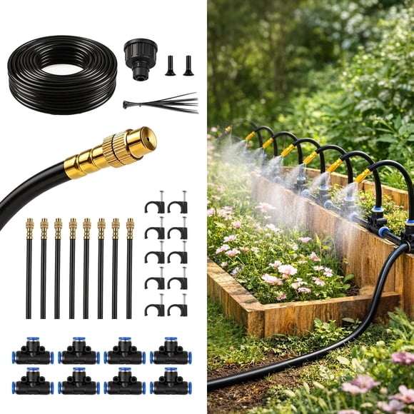 Kit de riego por goteo SMIDOLE de 9 m, ajustable 360° para jardín