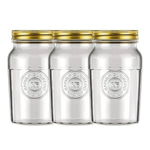 Nadir - Set 3 Frascos Americano Vintage Vidrio 1500Ml Tapa Dorada