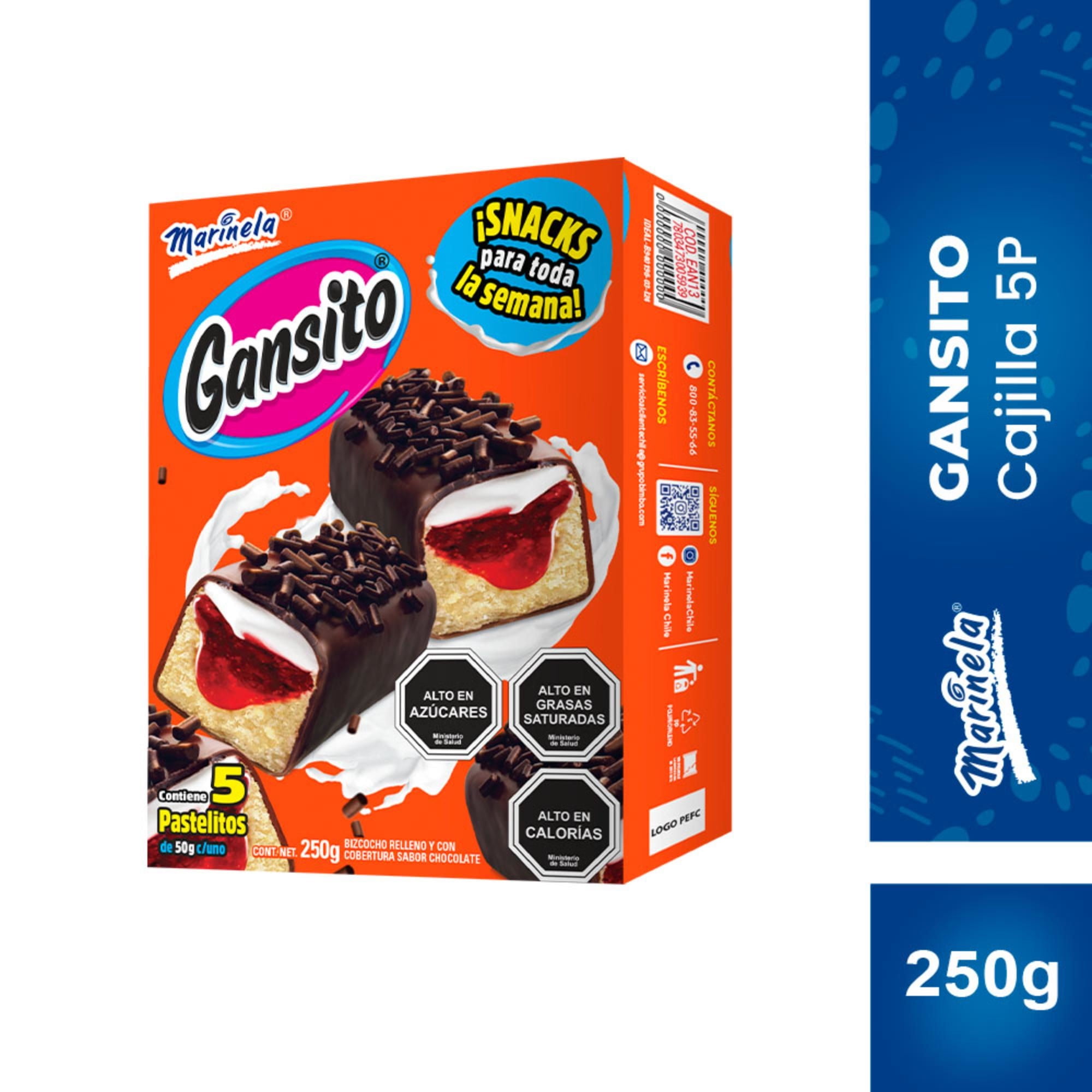 Gansito 5un Caja 250 g Marinela