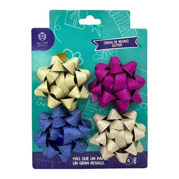 Pack 4 cintas de regalo glitter, producto, 1 un