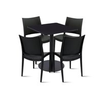 Klik Muebles - Mesa Restaurant 70X70 Tubo Metal Cubierta Mdf + 4 Sillas Restaurante - Negra