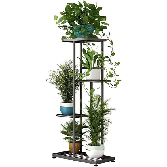 LINZINAR 4 Tier Plant Stand Indoor Outdoor Metal Flower Pot