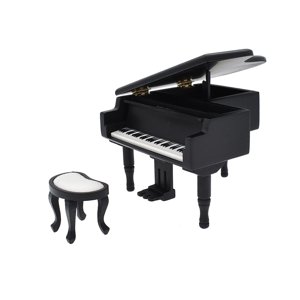 Bothyi - 1/12 Piano En Miniatura Con Taburete Accesorios De Decoración De Casa De Muñecas