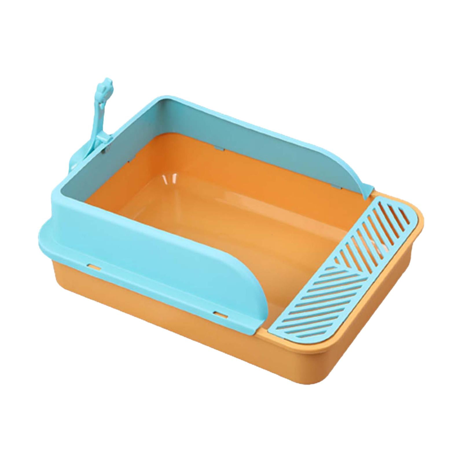 Bandeja Higiénica Para Gatos Robusta Con Lateral Alto Para Animales Pequeños Orinal Inodoro Para Gatitos Naranja Y Azul XL