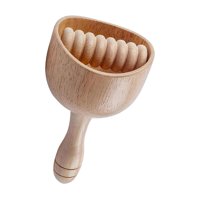 Ioensy - Taza De Herramienta De Masaje, Relajante Manual Portátil De Madera Para Atleta De Cuello Masajista Con Rodillos 18Cmx9Cm