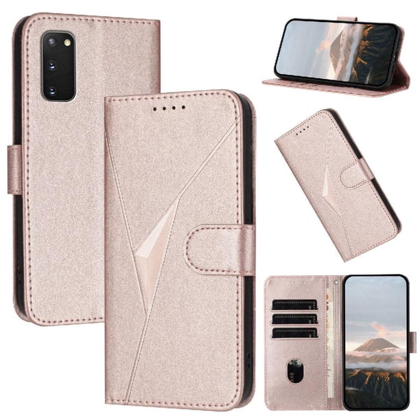 Funda Cartera Fibra de Carbono para Samsung Galaxy S20 FE con Soporte y Cierre Magnético Rosa