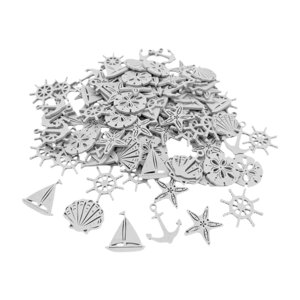 Bothyi - 50 Piezas De Pequeños Recortes De Madera Náuticos, Ilustraciones De Simulación De Playa, Manualidades Blancas