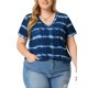 thumbnail image 1 of Blusas de Talla Grande para Mujeres de Agnes Orinda, Cuello en V Casual, Manga Corta, Teñido Anudado, Tops de Verano 3X Azul, 1 of 7