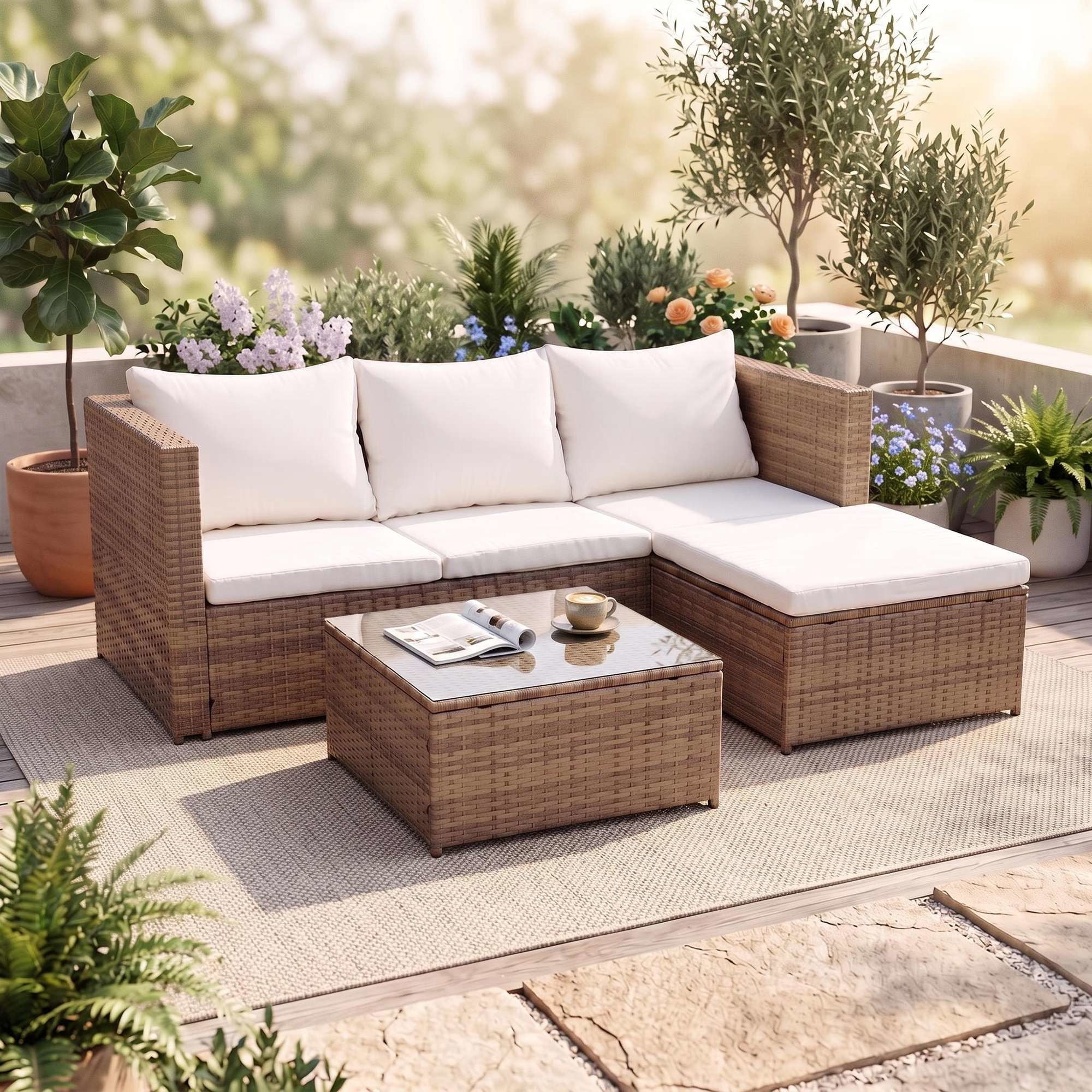 Juego de Terraza Living Seccional 3 Personas 172x70x63 Cm