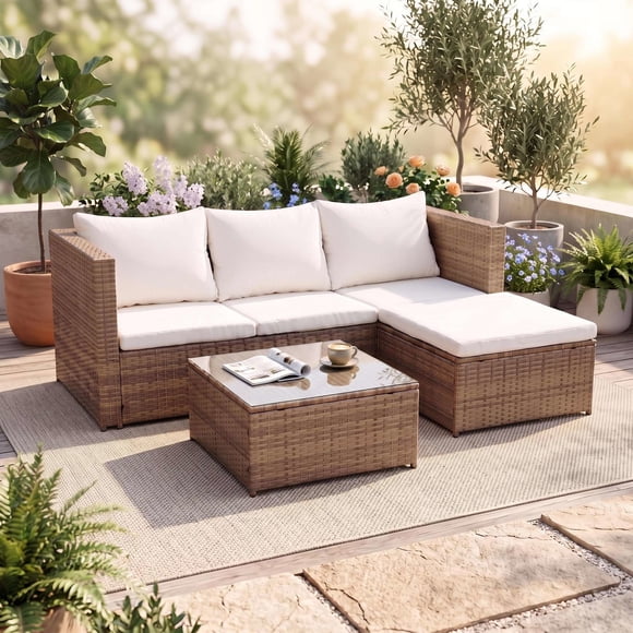 Juego de Terraza Living Seccional 3 Personas 172x70x63 Cm