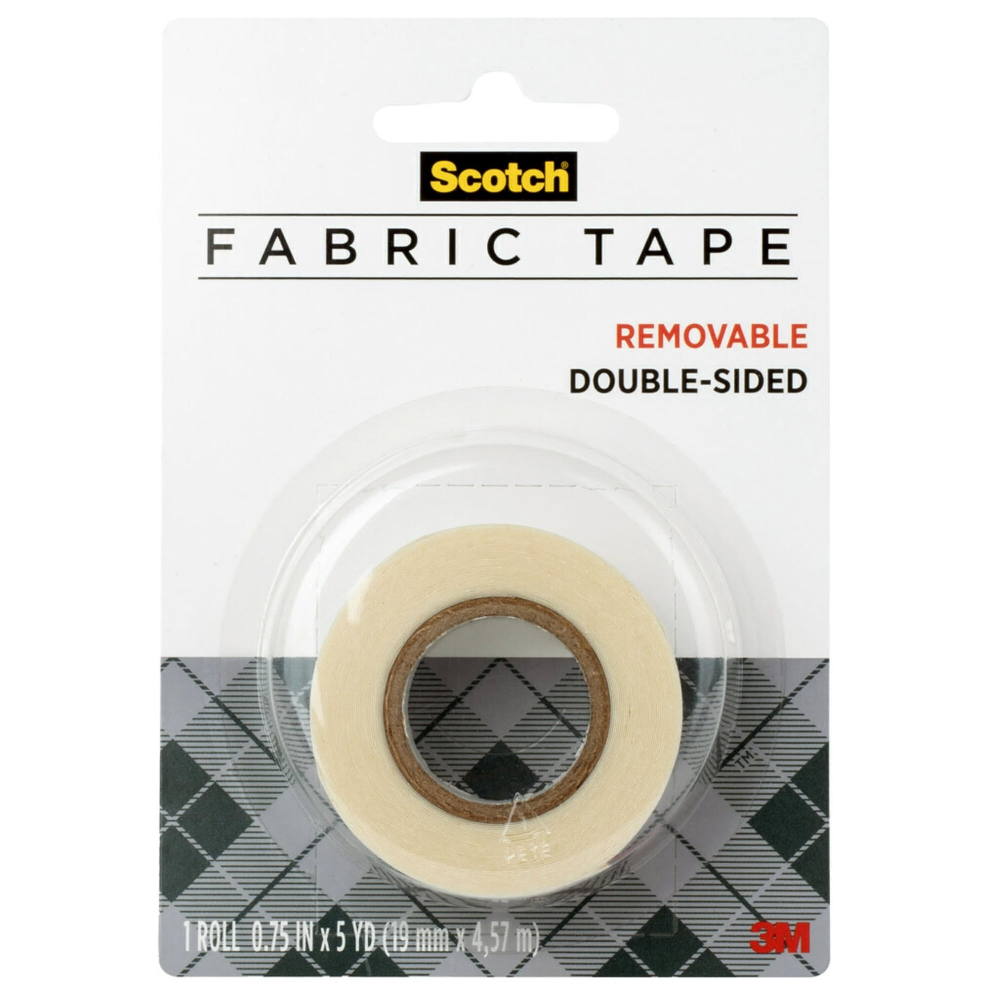 Scotch - Cinta Adhesiva De Tela Extraíble, 1 Rollo, 0,75 Cm X 4,57 M, Doble Cara