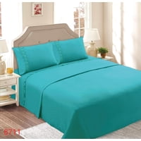 Genérico - Juego De Sábanas Con Broderíe 1.5 Plazas - Turquesa M8711