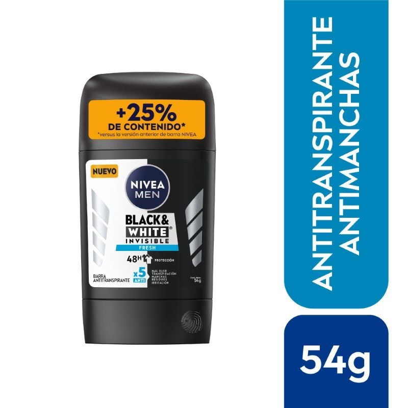 Antitranspirante Barra Black&white Fresh 54 g Nivea