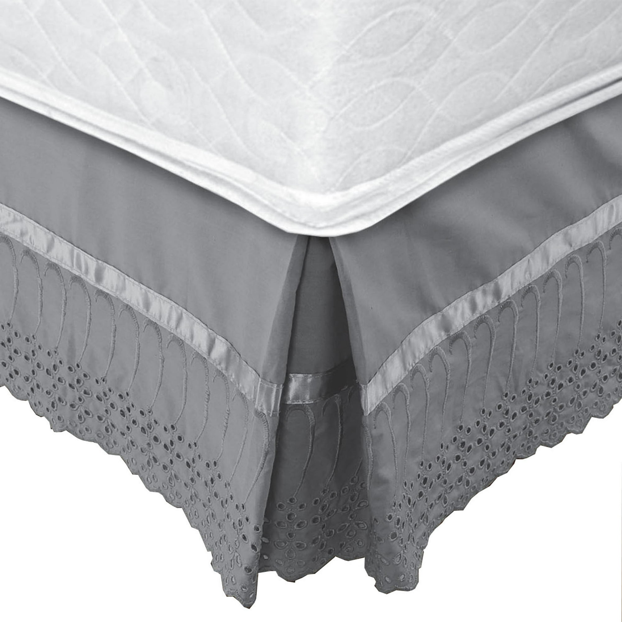 Mallorca - Faldón 144 Hilos Broderie Amanda 1 Plaza Gris