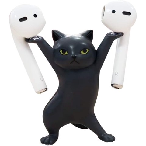 Soporte Para Airpods Athand Con Diseño De Gato Negro De 5,5