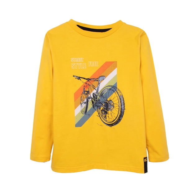 Polera Niño Manga Larga Estampado Bicicleta Amarillo