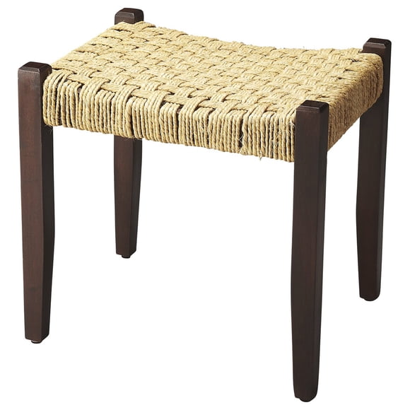 Taburete Butler Garner con asiento de yute tejido en madera de mango