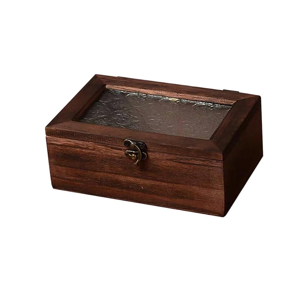 Caja De Almacenamiento De Joyas Caja De Recuerdos Caja De Joyería De Madera Vacía Rústica Rectangular 18x12x7cm