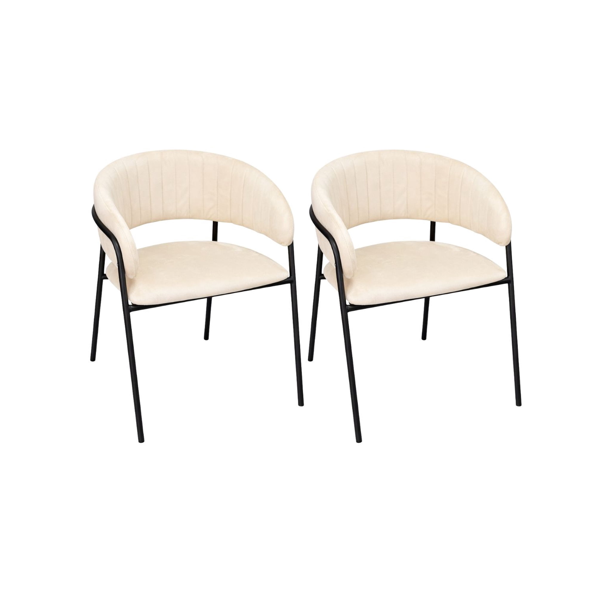 Habita2 Chile - Set 2 Sitiales Terciopelo Patas Negras Beige