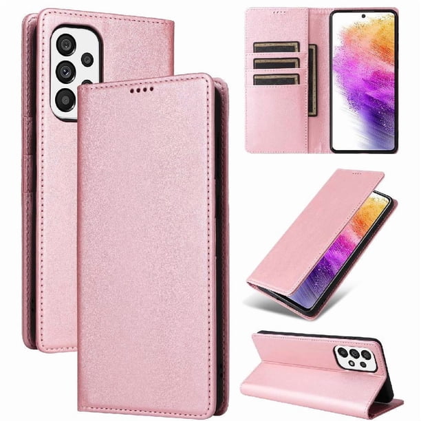 Funda Cartera para Samsung Galaxy A73 5G con Ranuras Tarjetas y Soporte - Protección Completa Oro rosa