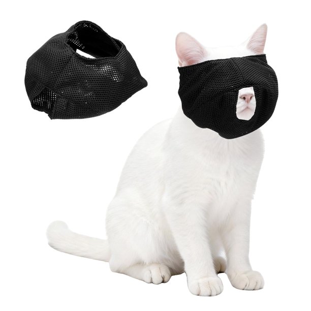Bozal para Gato Uxcell, Malla Transpirable Ajustable, Circunferencia 9-10 Pulgadas, Negro