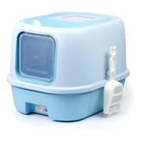 Genérico - Arenero Para Gatos Grande Cerrado Doble Entrada Con Pala Color Azul