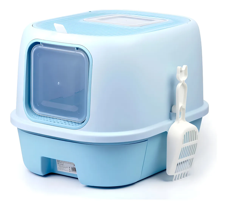 Genérico - Arenero Para Gatos Grande Cerrado Doble Entrada Con Pala Color Azul